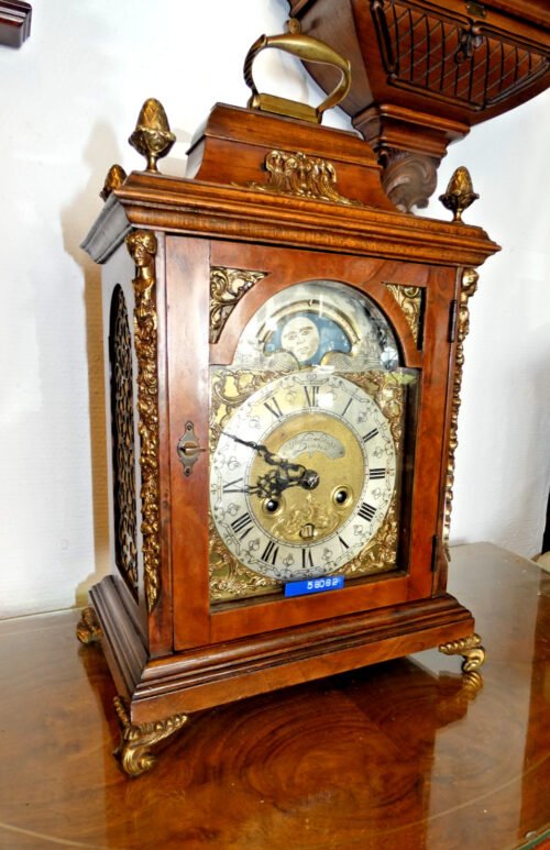 58082- Ch. Huygens-Kienzle Germany Table Clock With Date - Moon Hand - 48Cm