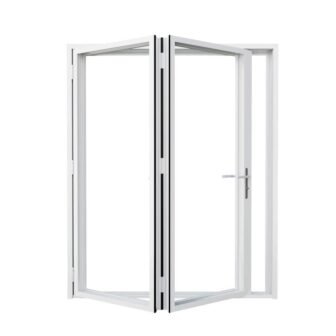 58 in. x 96 in. Left Swing/Outswing Double Tempered Glass White Aluminum...