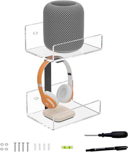 5'' Clear Acrylic Wall Shelf 2 Pack, 5 Inch Small Wall Shelves Display for Small