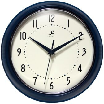 5 in. Retro Round Navy Blue Aluminum Wall Clock