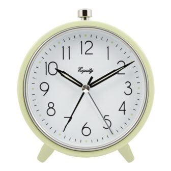 5 in. Round Light Green Silent Sweeping Quartz Metal Alarm Clock