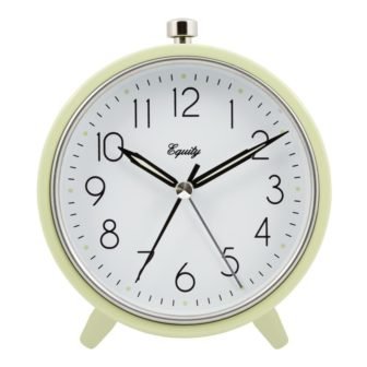 5 in. Round Light Green Silent Sweeping Quartz Metal Alarm Clock