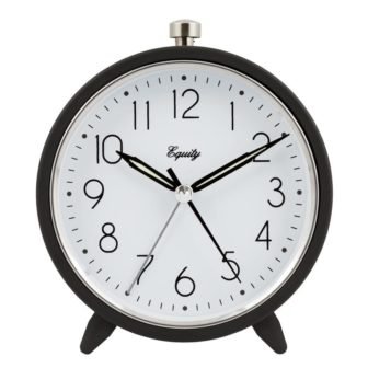 5 in. Round Silent Sweeping Quartz Metal Alarm Clock in Dark Gray
