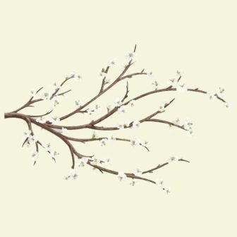 5 in. x 19 in. White Blossom Branch with Embellishments 31-Piece Peel...