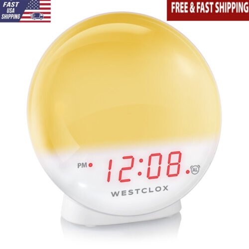 5" Sunrise Simulator Electric Alarm Clock w/Digital LED Dimmable Nightlight Home