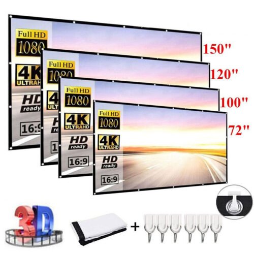 60"-150" Foldable Projector Screen 16:9 HD Outdoor Home Cinema Theater 3D Movie