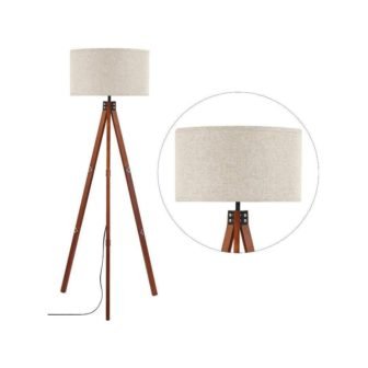 60.6 in. Modern Wood Tripod Floor Lamp with Shade