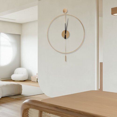 60cm Modern Gold Round Swing Wall Clock Low Noise Living Room Home Office Decor