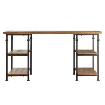60 in. Rectangular Natural Writing Desk with Built-In Storage
