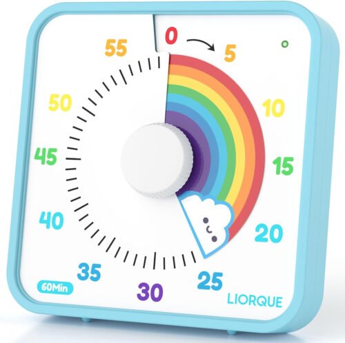 60 Minute Visual Timer for Kids and Adults, Non-Ticking 7.5 Inch Large Visual Co
