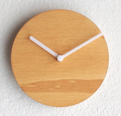 6.3" Minimalist Pine Laser Cut Wood Wall Clock - Quiet, Tiny Timer for Bedroom