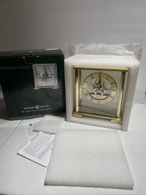 645-622 DISNEY TABLE MANTEL CLOCK W/MICKEY - HIGH END HOWARD MILLER BRASS CLOCK