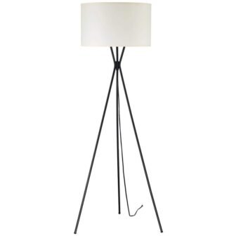 64 in. Modern Matte Black Metal Tripod Floor Lamp Standard Lighting with...