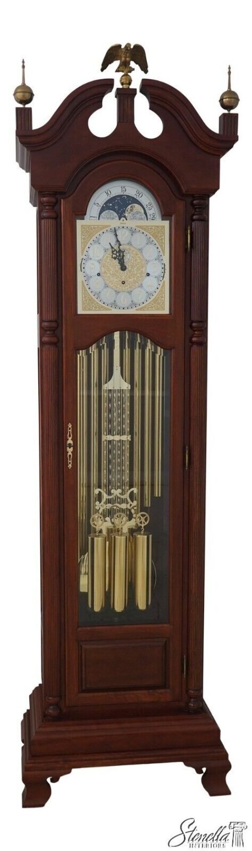 65865EC: KIENINGER Cherry Tall Case 9 Tube Grandfather Clock