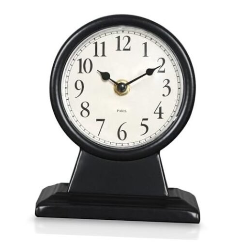 6.7" Analog Bedside Clock,Small Retro Desk Clock Battery Operated,Slient Metal