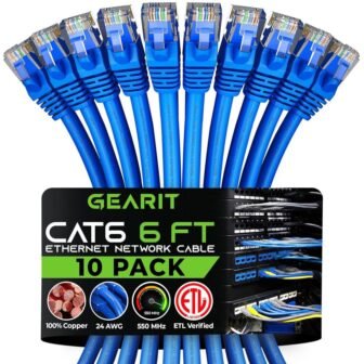 6 ft. Cat 6 Unshielded RJ45 Ethernet Cable Compatible with 10 Port...