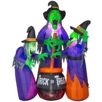 6 ft. Fire and Ice Witches with Cauldron Airblown Projection Inflatable
