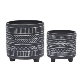 6 in. and 8 in. Black Ceramic Round Indoor/Outdoor Planter (Set of...