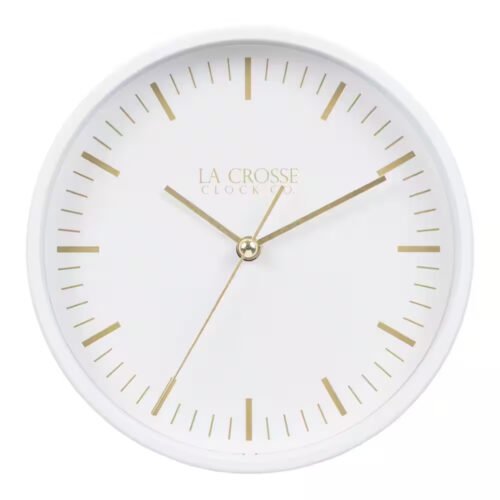 6 In. Etta White Silent Quartz Analog Metal Wall/Table Clock