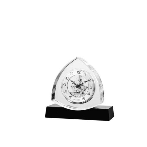 6 in. H x 6.5 in. W Crystal Table Clock with Ebony Gloss Base