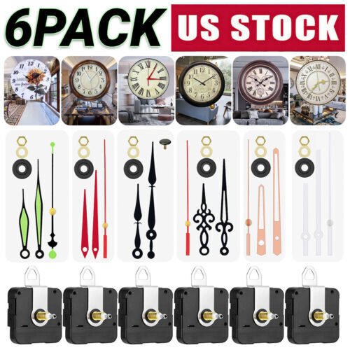 6PCS DIY Wall Quartz Clock Movement Mechanism Replacement Repair Tool Parts Kit
