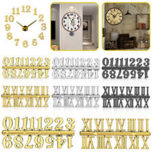 6pcs Wall Clock Numerals Kit Roman Digital Arabic Numbers DIY Repair Art Decor