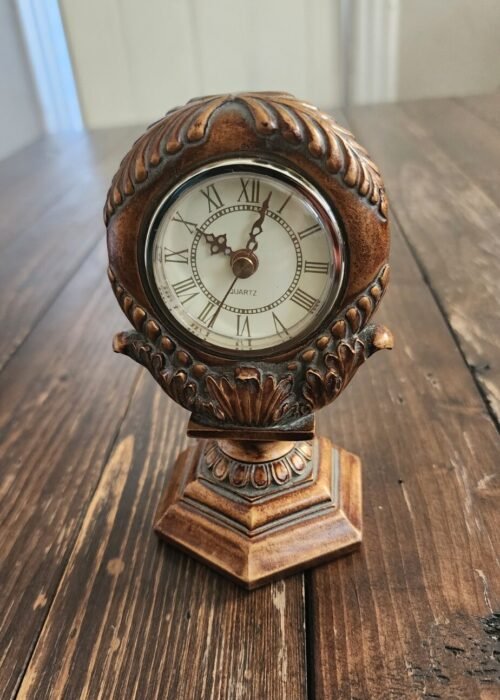 6" Rare Mini Wooden Desk Table Time Clock