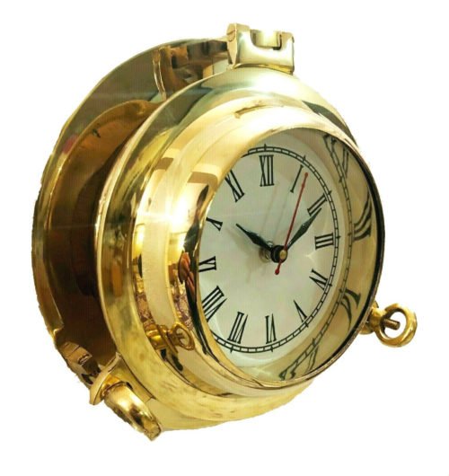 6” Solid Brass Handmade Marine Ship Porthole Wall Clock – Nautical Ship Porthole