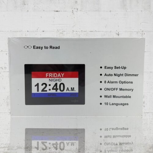 7-Inch Digital Alarm Clock with 12 Alarms & Auto Dimmable Display for Seniors