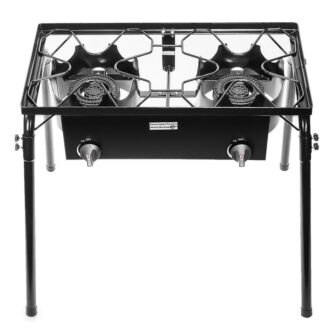 70,000 BTU Propane Gas Double Burner Outdoor Fryer Stove Top Stand with Detachable 2