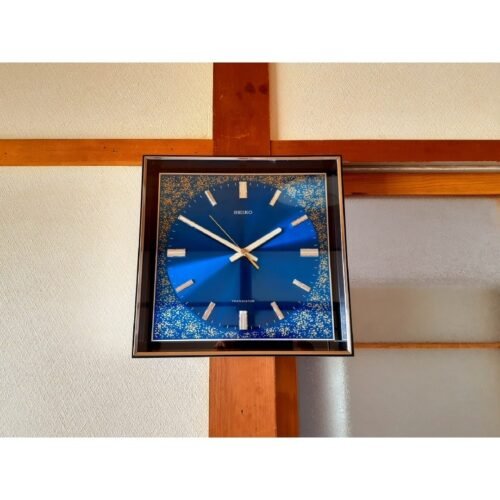 70 s SEIKO Wall Clock Mid Century Vintage Blue