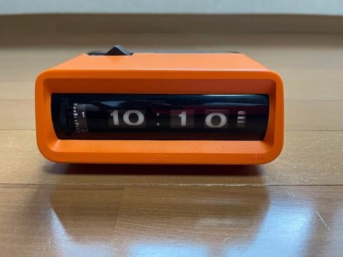 70s VINTAGE LUMITIME Flip Alarm Clock ST-20 By Tamura Japan Space Age Orange