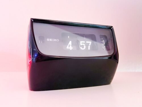70s VINTAGE SEIKO Black Flip Clock SDA504 60Hz JAPAN Space Age Mid-century Retro
