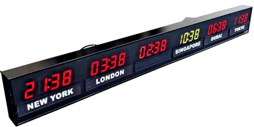 72" Digital World Time Zone Clock Multi 6 Zone Changeable Light Color BRG 661L