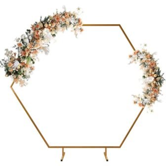 72 in. x 80.5 in. Hexagonal Metal Wedding Arch Arbor