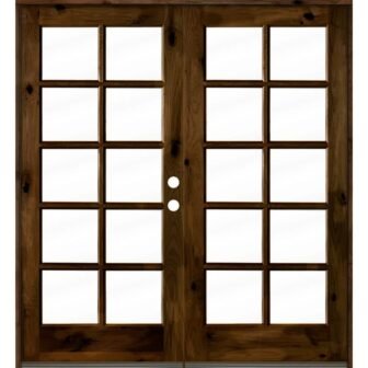 72 in. x 80 in. French Knotty Alder Wood 10-Lite Clear Glass...