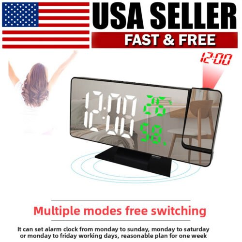 7.3" Digital Projection Alarm Clock Wall Decor & Bedside Snooze US SELLER