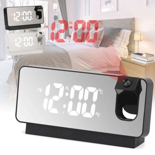 7.3" LED-Projection-Alarm Clock Digital Clock with 180ยฐ Projector Snooze Bedside