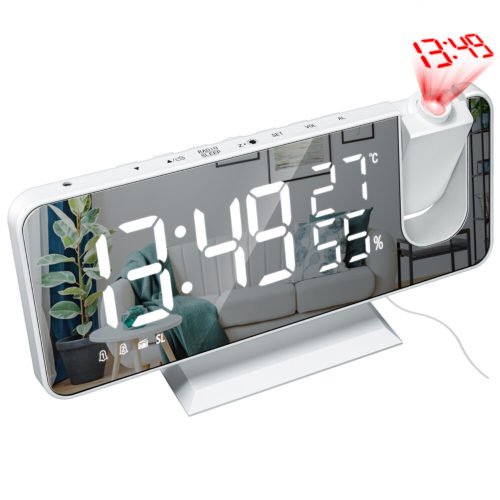 7.4" LED Digital Projection Dual Alarm Clock Snooze FM Radio Timer Monitor USB