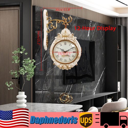 7.5" Retro Double Sided Wall Clock Hanging Outdoor Quartz Station Clock Garden