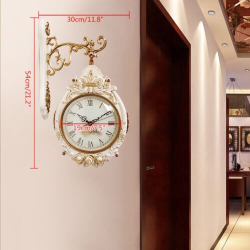 7.5" Vintage Style Double Sided Wall Clock Large Hanging Home Dining Study Decor