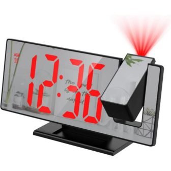 7.8 in. Large Screen 180° Projection Alarm Digital Clock in Red for