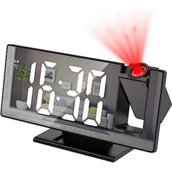 7.8 in. Large Screen 180° Projection Alarm Digital Clock in White for