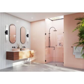 78 in. x 35.25 in. Frameless Pivot Wall Hinged Towel Bar Shower...