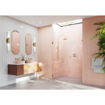 78 in. x 56.5 in. Frameless Pivot Wall Hinged Towel Bar Shower...