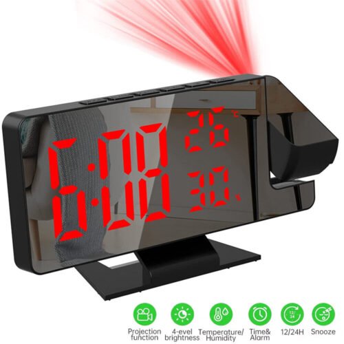 7.8" Large LED Digital Projector Projection Snooze Dual Alarm Clock Timer USB