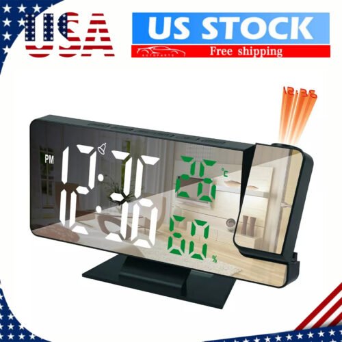 7.8" LED Projection Alarm Clock Digital Clock with 180ยฐ Projector Snooze Bedside