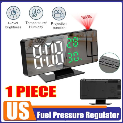 7.8" LED Projection Alarm Clocks Bedside Mirrored LED Clock with 180ยฐ Projector