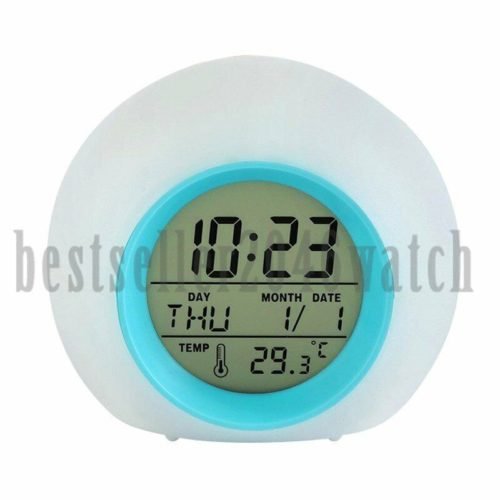 7 Color Changing Lights Nature Sounds LED Digital Alarm Clock Timer Thermometer