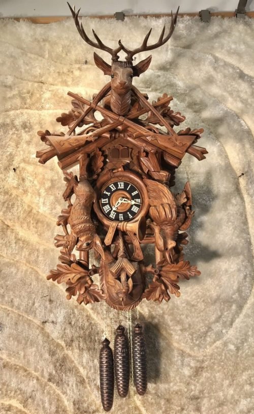 7 Days Germany Black Forest Strike Swiss Musical hunting Cuckoo Clock,3 Weight